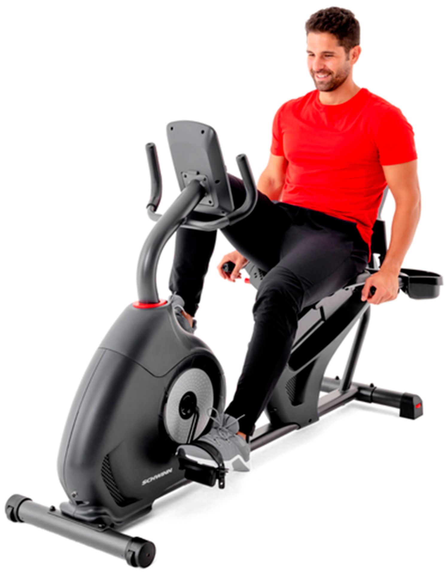 Angle View: Schwinn 230 Recumbent Exercise Bike with Explore the World and Zwift Compatibility