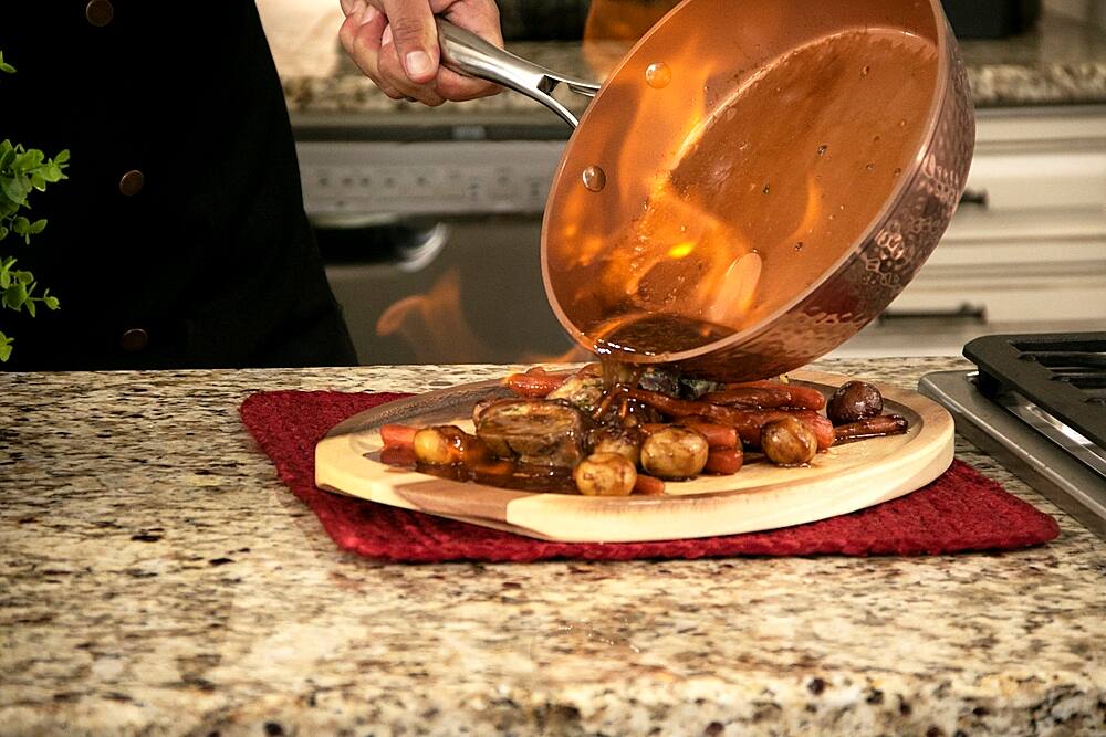 Alt View 11. Gotham Steel - Hammered Non Stick 10pc Cookware Set with Glass Lids - Copper.