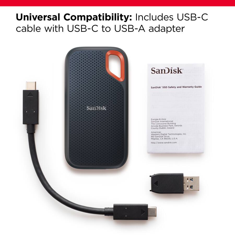 SanDisk Extreme Portable 2TB External USB C NVMe SSD Black SanDisk Extreme Portable 2TB External USB C NVMe SSD Black