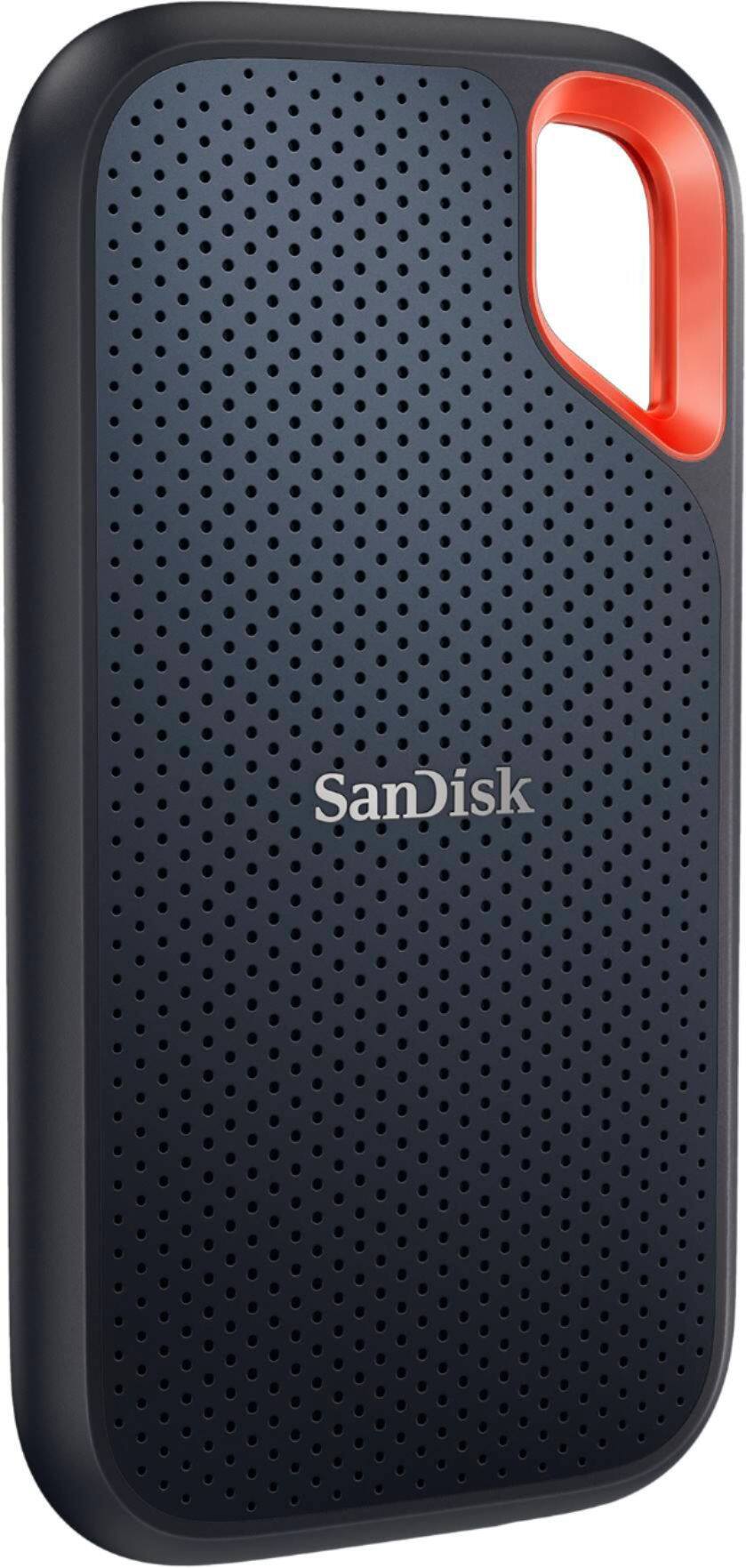 Left. SanDisk - Extreme Portable 500GB External USB-C NVMe SSD - Black.