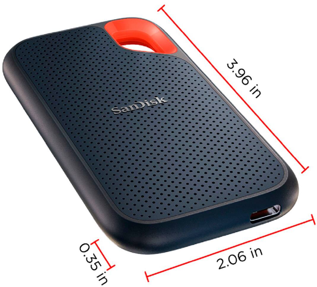 Angle. SanDisk - Extreme Portable 500GB External USB-C NVMe SSD - Black.