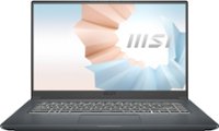 Front. MSI - Modern 15.6" Laptop - Intel Core i7 - 16GB Memory - 512GB SSD - Carbon Gray.