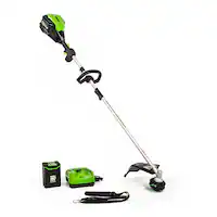 Greenworks - 80V 16” Brushless Attachment Capable String Trimmer with 2.0 Ah Battery and Rapid Charger - Black/Green - Front_Zoom