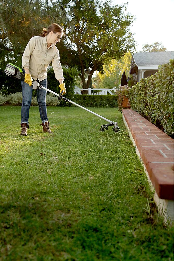 Alt View 23. Greenworks - 80V 16” Brushless Attachment Capable String Trimmer with 2.0 Ah Battery and Rapid Charger - Black/Green.