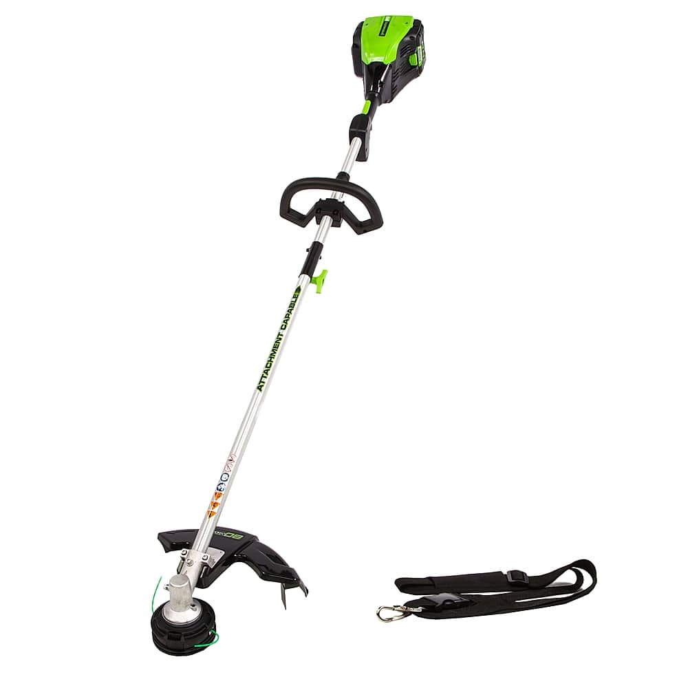 Alt View 28. Greenworks - 80V 16” Brushless Attachment Capable String Trimmer with 2.0 Ah Battery and Rapid Charger - Black/Green.