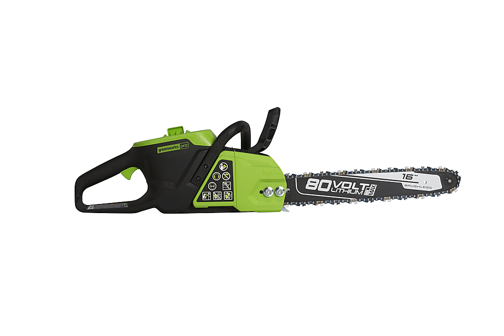 Greenworks - PRO 80V 2.5Ah 16-in. BL Chainsaw w/ battery and charger - green