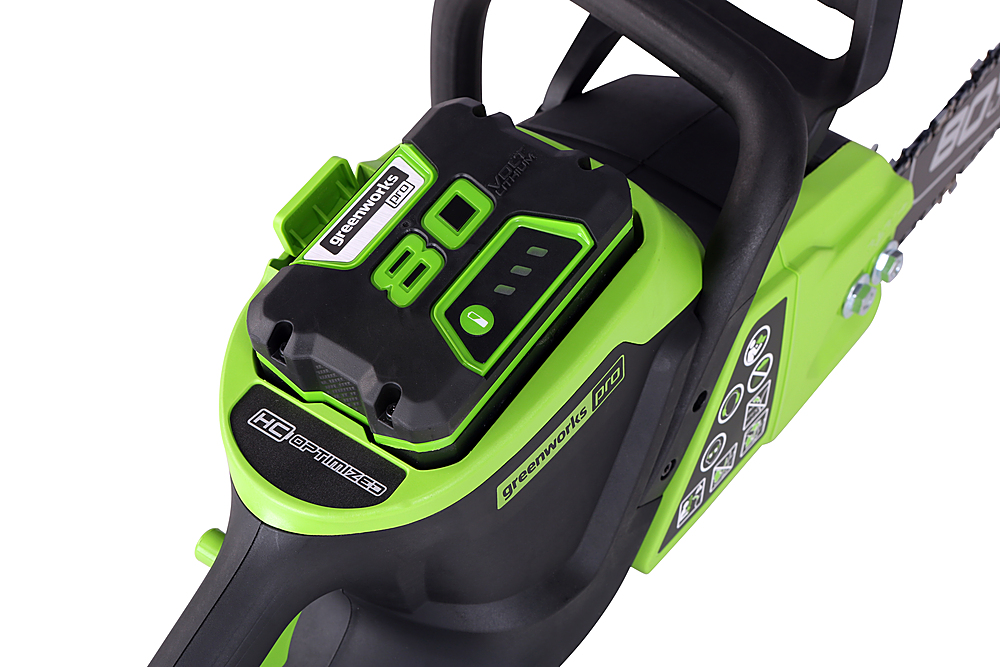 Greenworks Pro 80v 2 5ah 16 In Bl Chainsaw W Battery And Charger Green az Best Buy