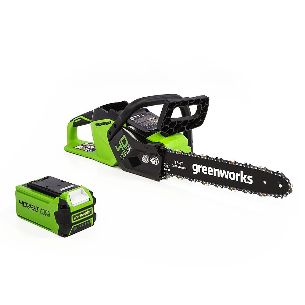 Greenworks - 40V 2.5Ah 14-in. Chainsaw w/ battery and charger - green - Alt_View_Standard_11