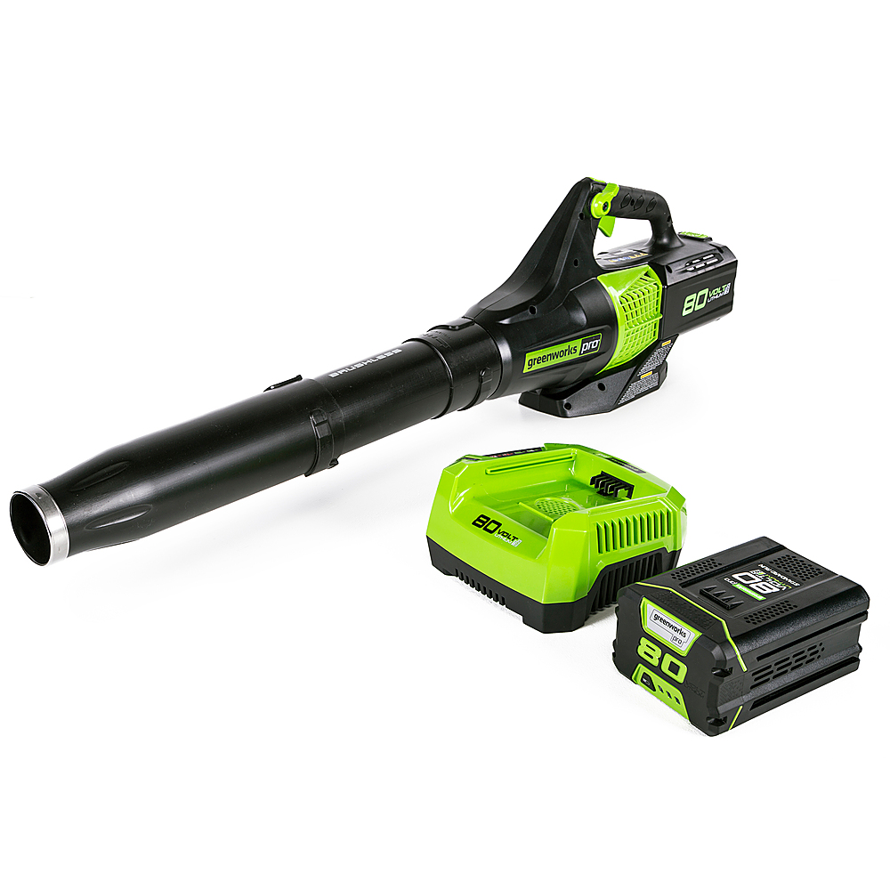 Greenworks - 80-Volt 145 MPH 580 CFM Pro Cordless Brushless Blower (2.5Ah Battery & Charger Included) - Black/Green