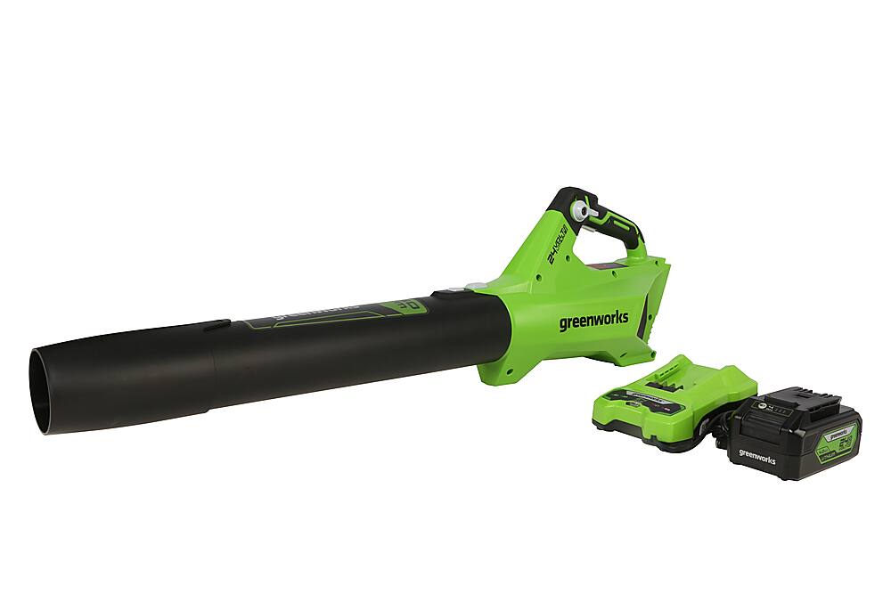 Alt View 12. Greenworks - 24-Volt 110 MPH 450 CFM Cordless Handheld Blower (1 x 4.0Ah Battery and 1 x  Charger) - Black/Green.