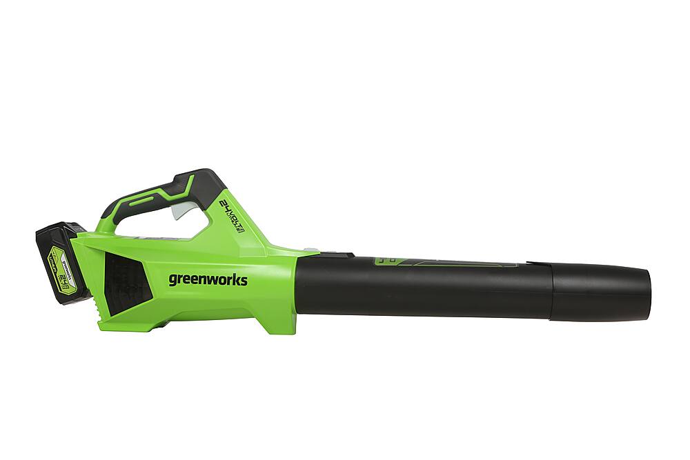 Alt View 13. Greenworks - 24-Volt 110 MPH 450 CFM Cordless Handheld Blower (1 x 4.0Ah Battery and 1 x  Charger) - Black/Green.