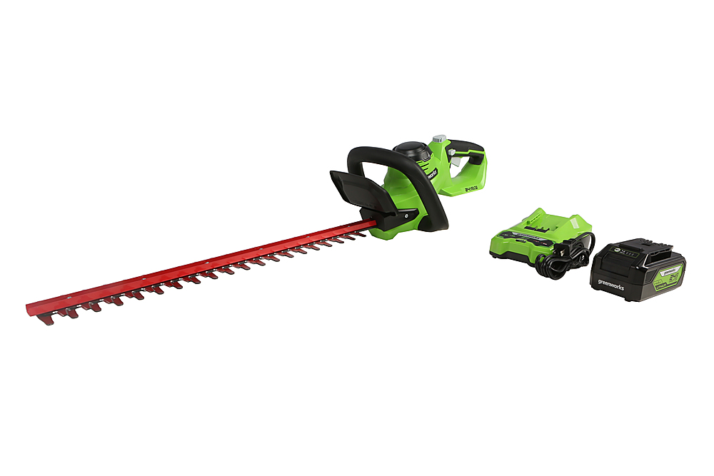 Image of Greenworks - 24-Volt 22-Inch Cordless Hedge Trimmer (1 x 4.0Ah Battery and 1 x Charger) - Black/Green
