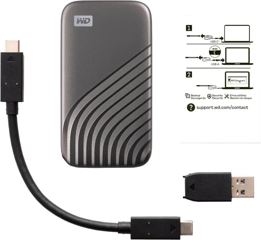 Alt View 17. WD - My Passport 2TB External USB Type-C Portable SSD - Space Gray.