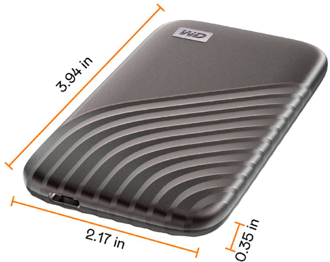 Angle. WD - My Passport 2TB External USB Type-C Portable SSD - Space Gray.