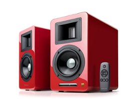 Edifier - AirPulse A100 Hi-Res Wireless Speakers - Red - Angle_Zoom