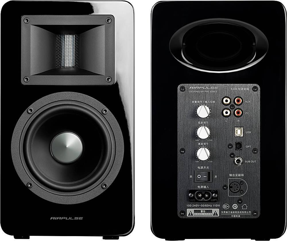 Left. Edifier - AirPulse A100 Hi-Res Wireless Speakers - Black.