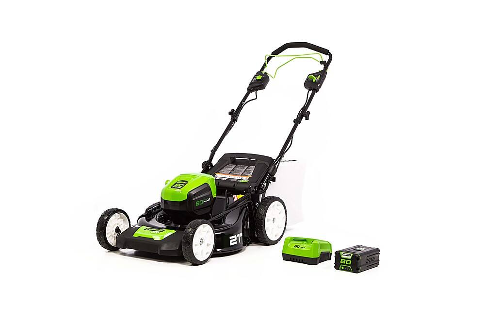 Alt View 16. Greenworks - 80-Volt Pro 21-Inch Self Propelled Lawn Mower (1 x 4.0Ah Battery and 1 x Charger) - Green.