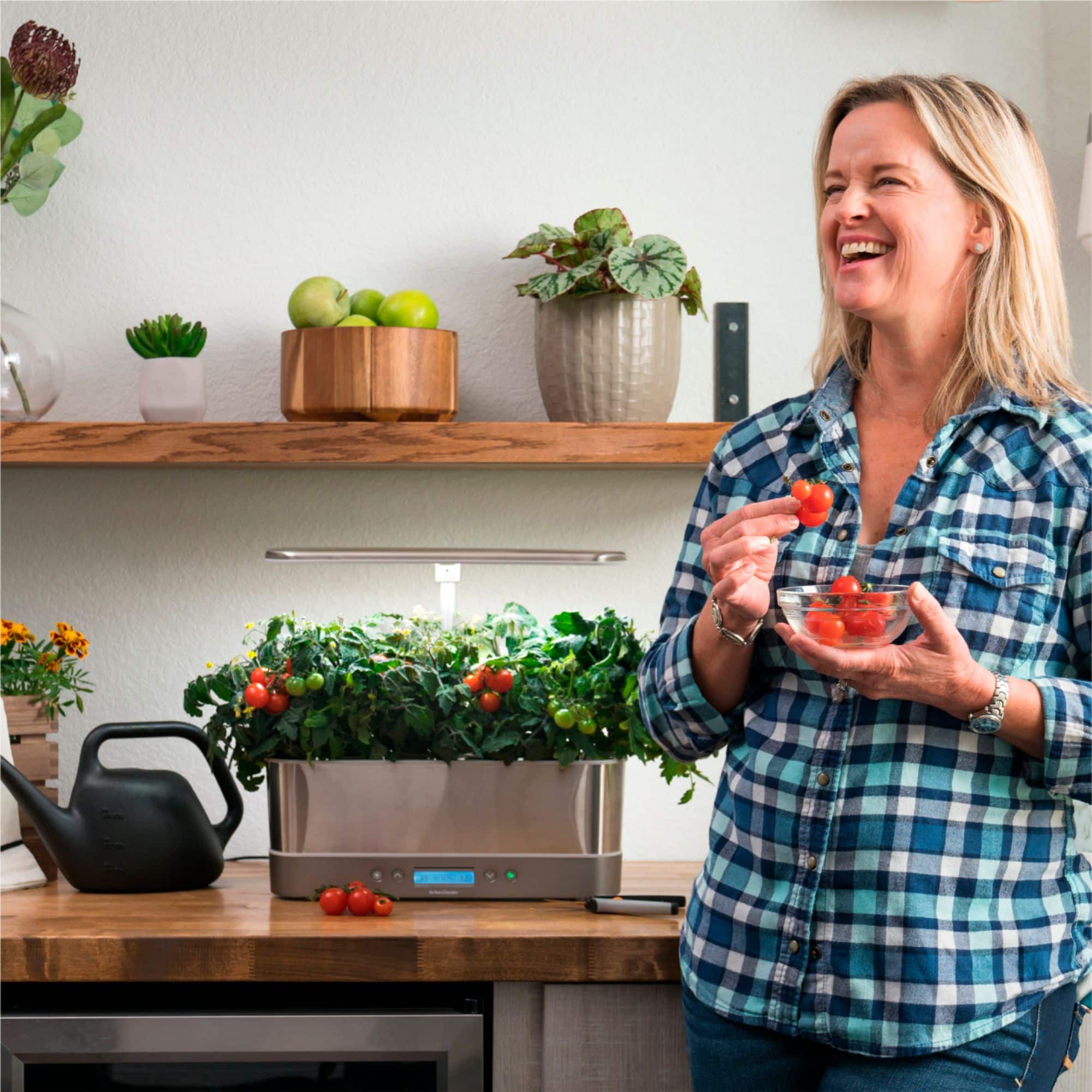 Alt View 20. AeroGarden - Harvest Elite Slim – Indoor Garden – Easy Setup – 6 grow pods included - Stainless – Flower kit.