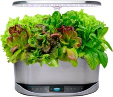 AeroGarden - Bounty Elite – Easy Setup – Healthy eating garden kit – 9 Heirloom Salad Pods included - App Capability - Stainless - Front_Zoom