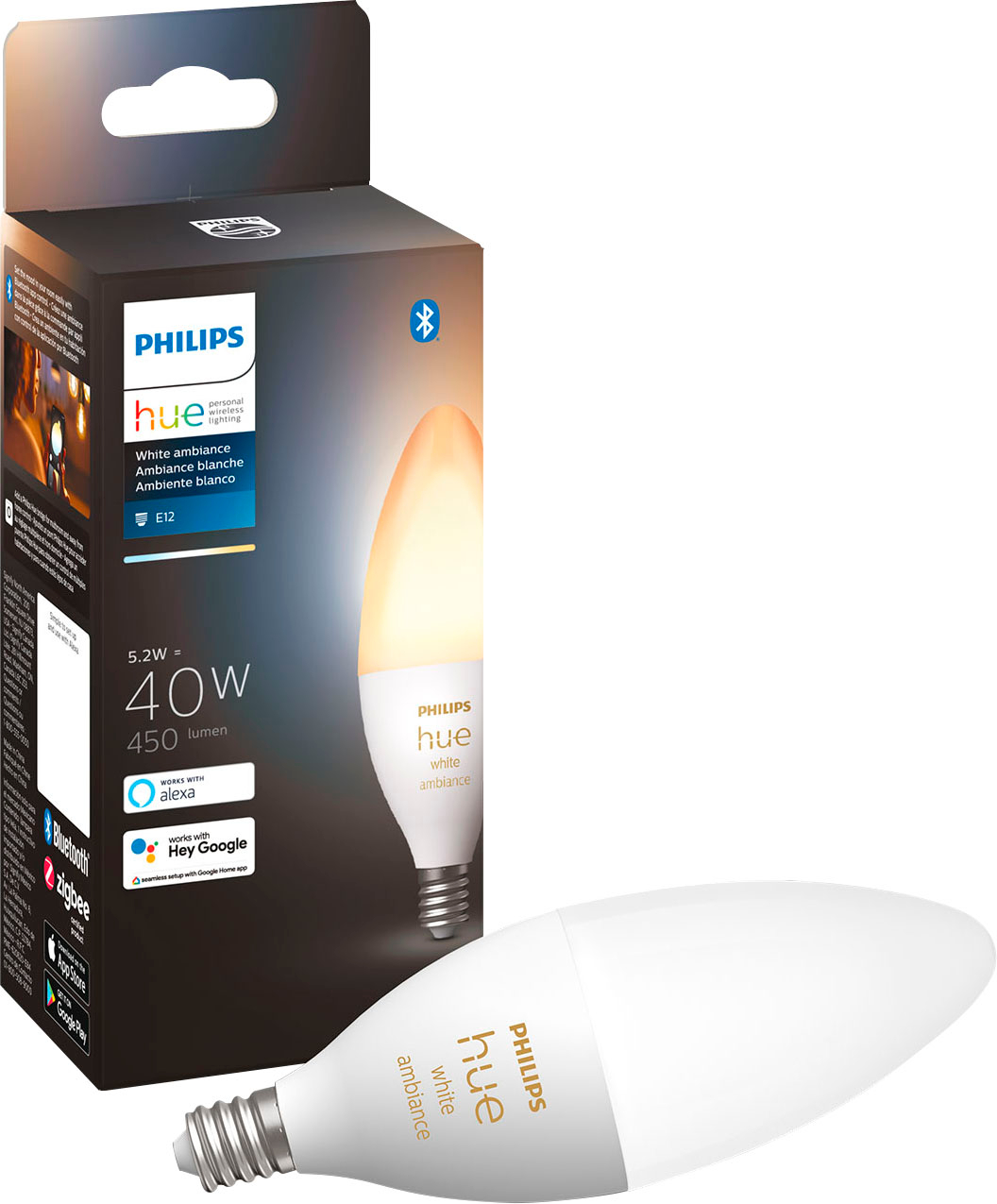 salami Typically Mart Philips Hue White Ambiance E12 Smart LED Candelabra Bulb White  556976/573089 - Best Buy