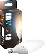 Front. Philips - Hue E12 Bluetooth 40W Smart LED Candelabra Bulb - White Ambiance.