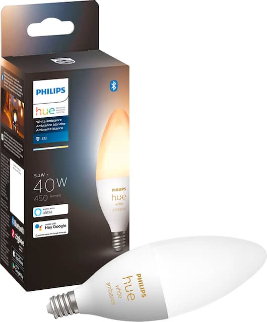 Philips Hue E12 Bluetooth 40W Smart LED Candelabra Bulb White
