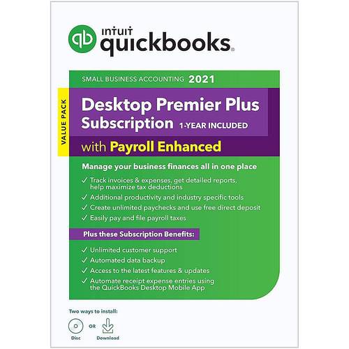 Intuit - QuickBooks Desktop Premier Plus 2021 with Payroll Enhanced (1-Year Subscription) - Windows