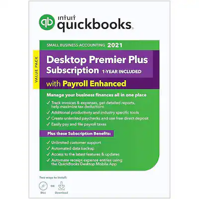 Quickbooks Subscription Types Intuit QuickBooks Desktop Premier Plus 2021 with Payroll Enhanced (1 ...