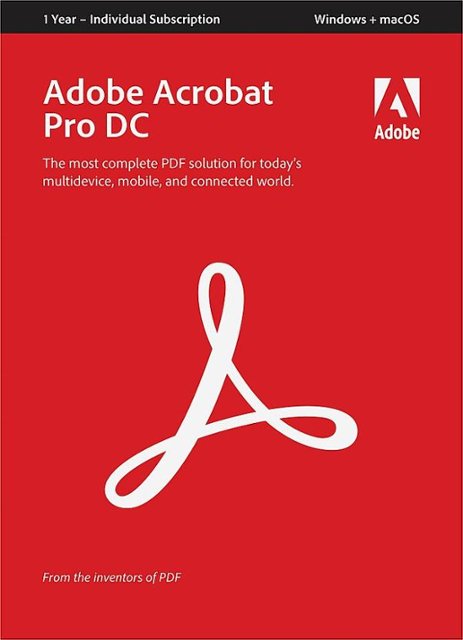 Front Zoom. Adobe - Acrobat Pro DC (1-Year Subscription) - Mac, Windows.