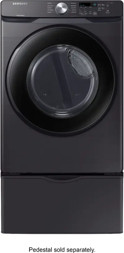 Samsung - 7.5 Cu. Ft. Stackable Electric Dryer with Sensor Dry - Black Stainless Steel
