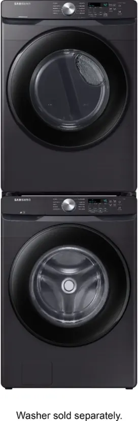 Samsung - 7.5 Cu. Ft. Stackable Electric Dryer with Sensor Dry - Black Stainless Steel