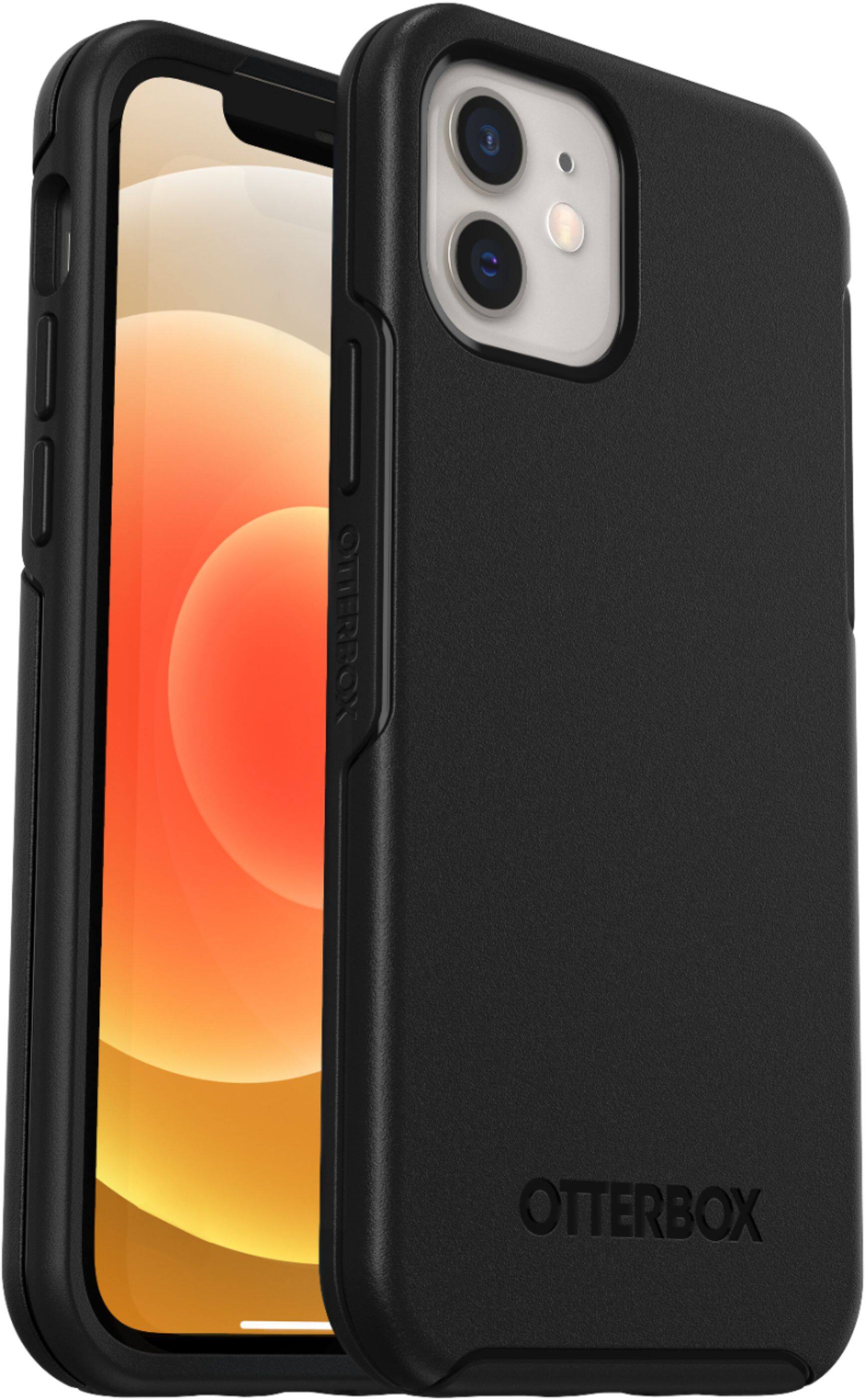 Angle. OtterBox - Symmetry Series+ with MagSafe Carrying Case for Apple® iPhone® 12 and iPhone 12 Pro - Black.