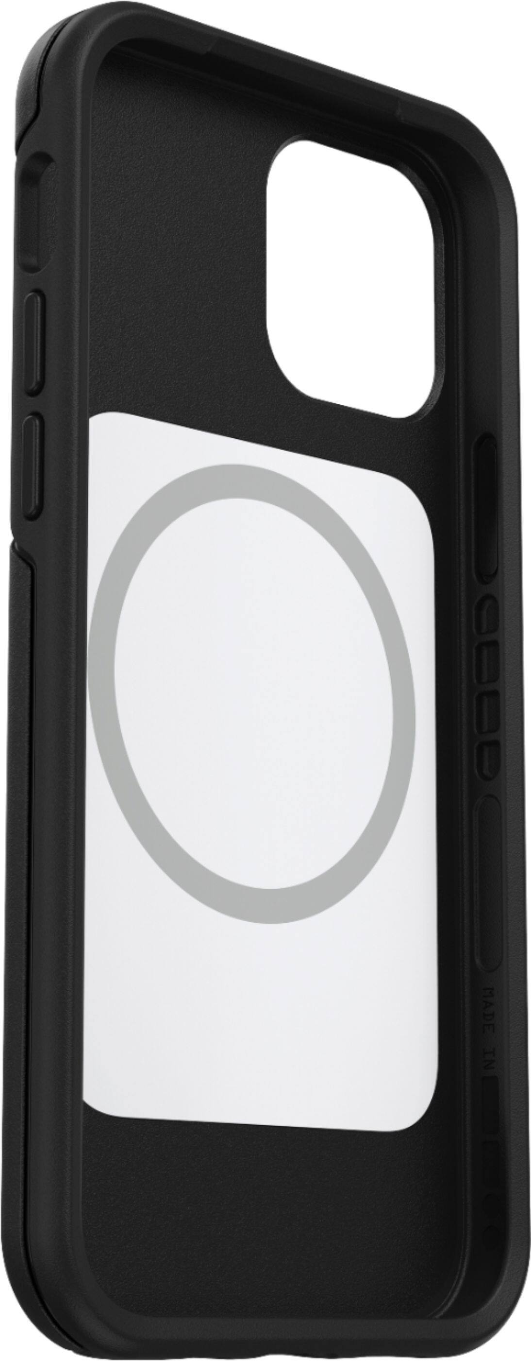Left. OtterBox - Symmetry Series+ with MagSafe Carrying Case for Apple® iPhone® 12 and iPhone 12 Pro - Black.