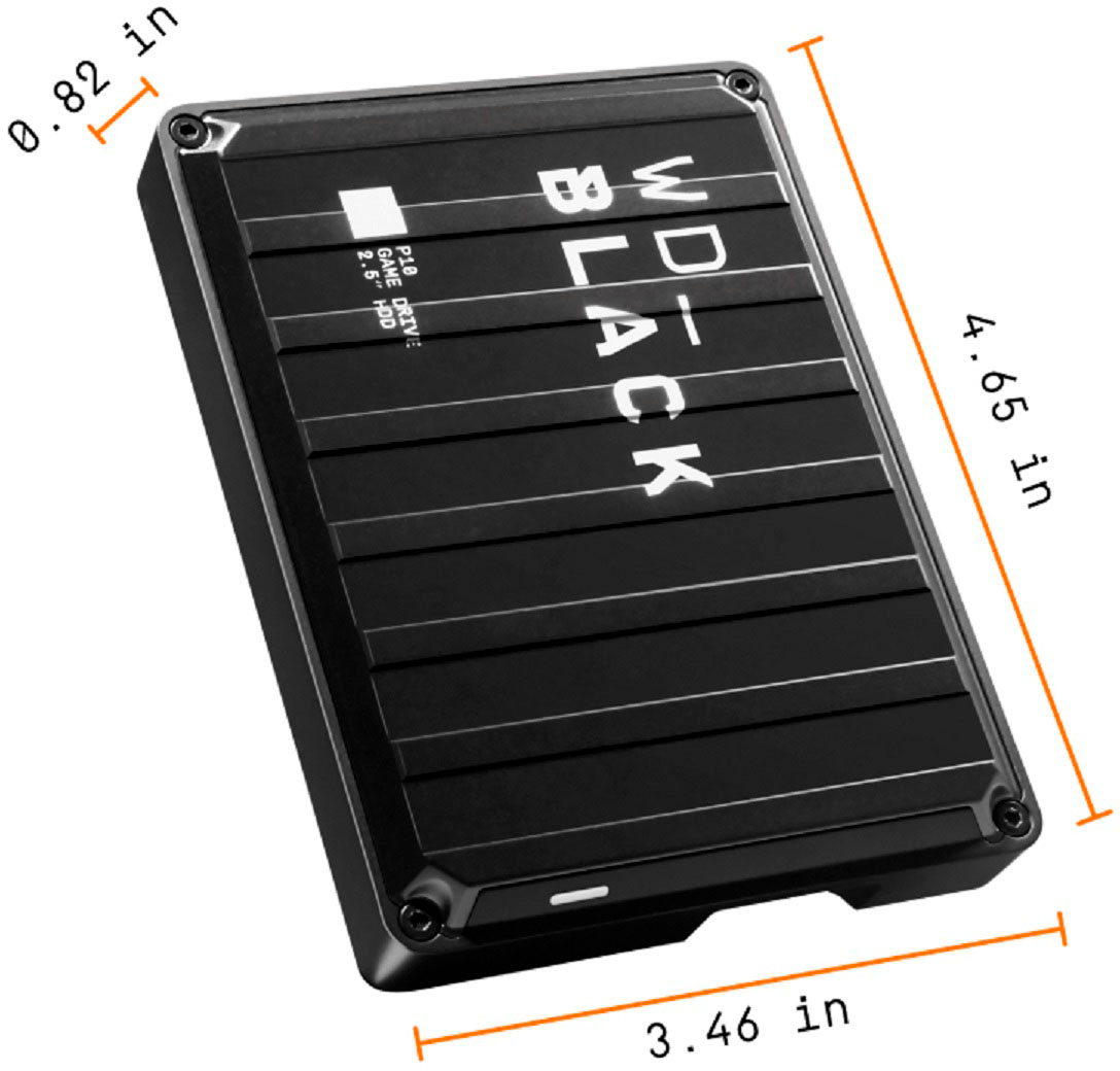 Angle View: WD - WD_BLACK P10 5TB External USB 3.2 Gen 1 Type B Portable Hard Drive - Black