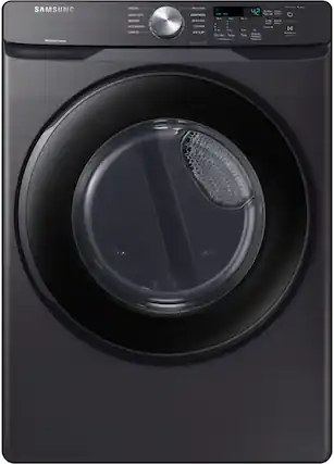 Front. Samsung - 7.5 Cu. Ft. Stackable Gas Dryer with Sensor Dry - Black Stainless Steel.
