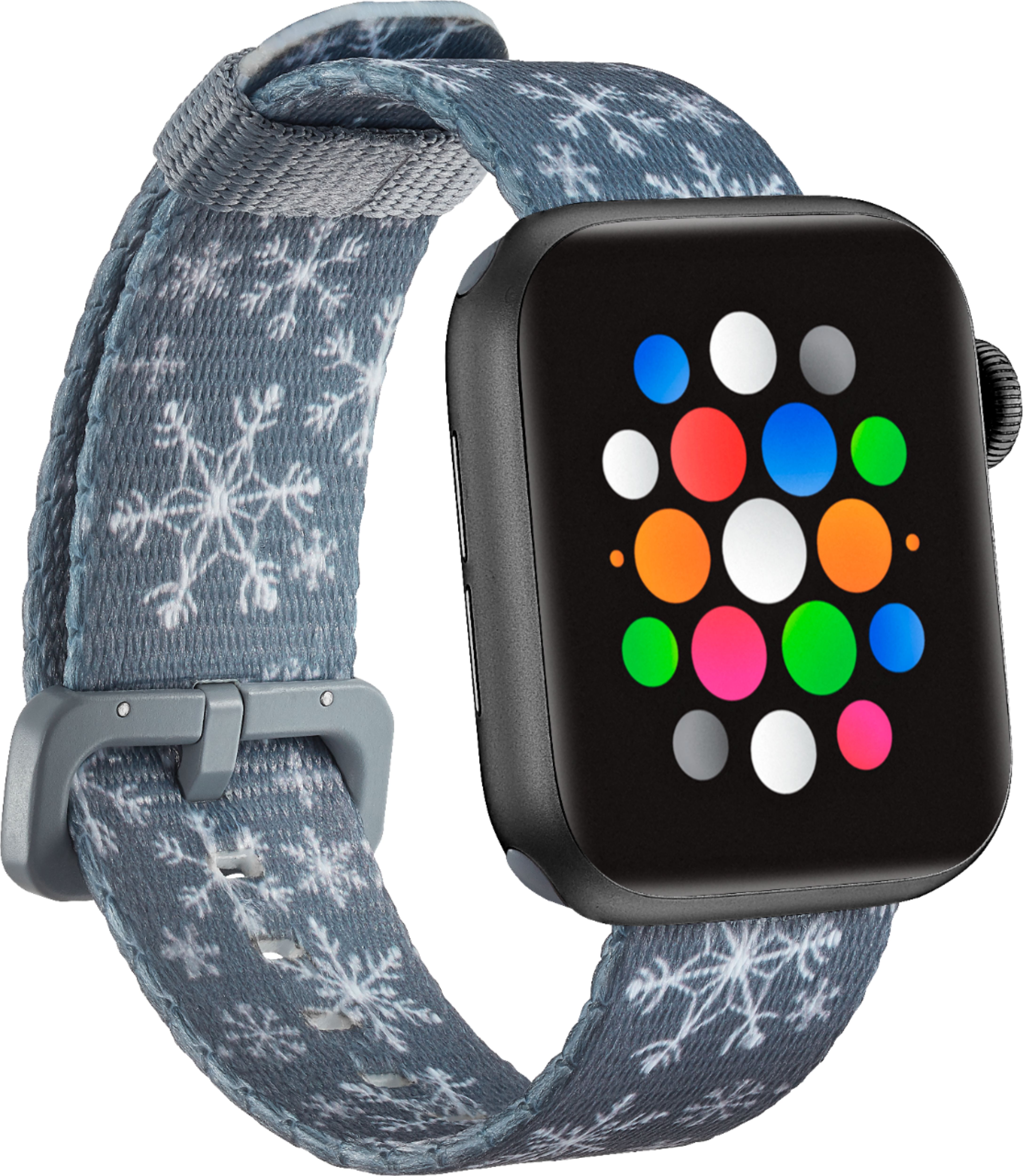 Angle View: Modal™ - Woven Nylon Watch Band for Apple Watch 38mm, 40mm, 41mm and Apple Watch Series 8 41mm - Gray/Snowflakes