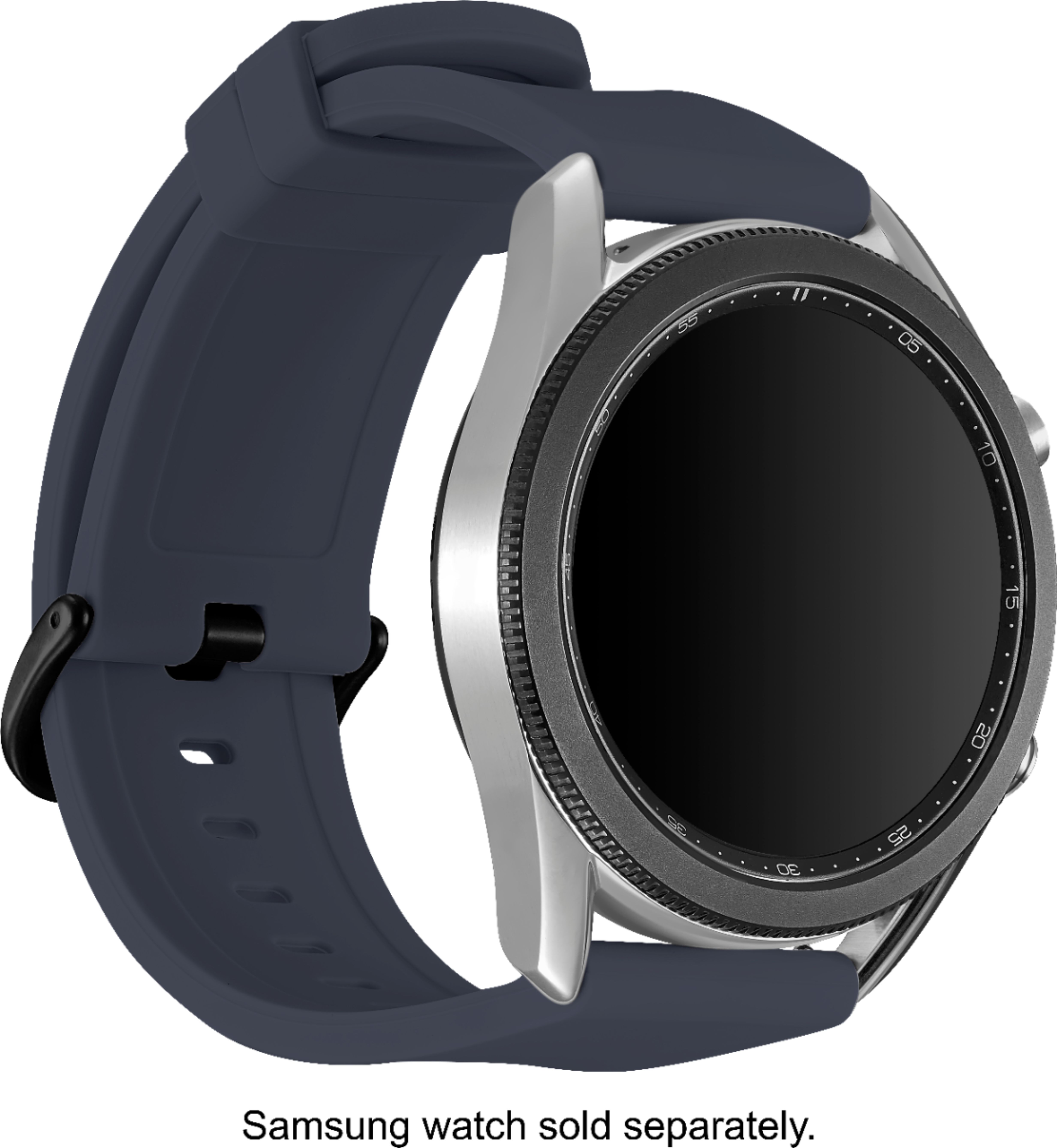 Angle View: Modal™ - Silicone Watch Band for Galaxy Watch3 (45mm) and Galaxy Watch (46mm) - Navy