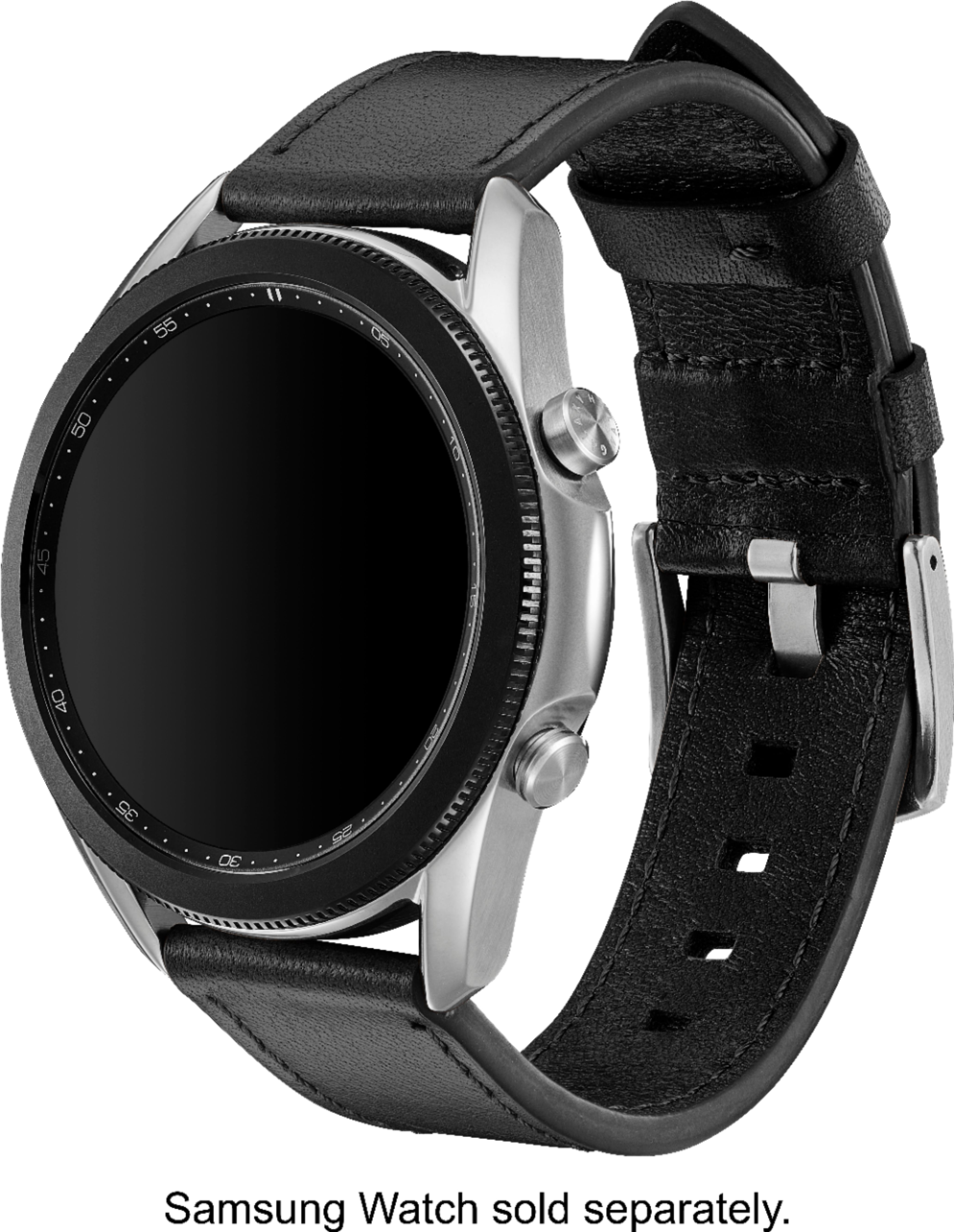 Platinum™ Leather Watch for Samsung Galaxy Watch mm) and Galaxy Watch3 mm) Black PT-SGWA22BS - Buy