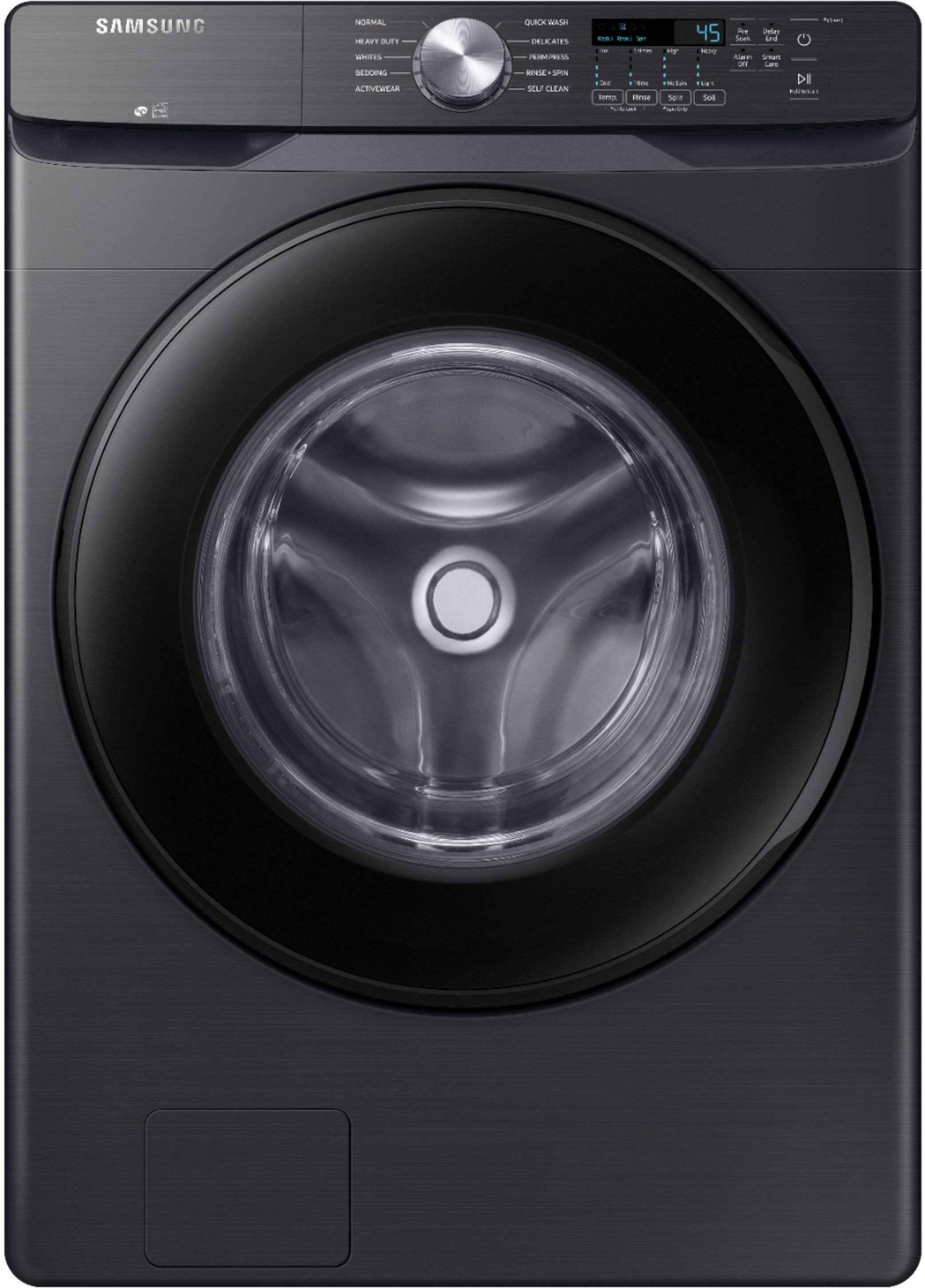 Samsung - 4.5 Cu. Ft. High Efficiency Stackable Smart Front Load Washer with Vibration Reduction Technology+ - Black Stainless Steel