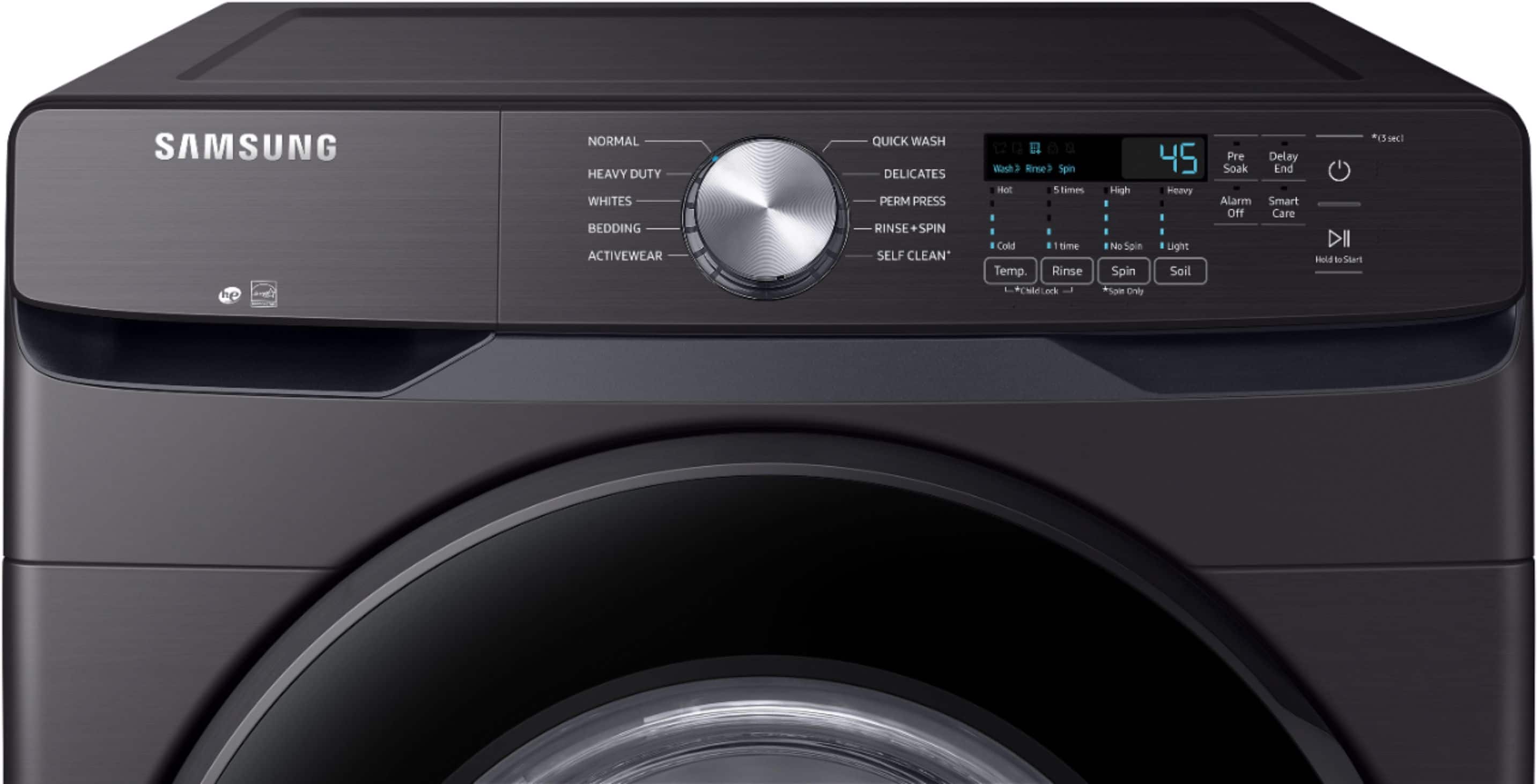 Alt View 11. Samsung - 4.5 Cu. Ft. High Efficiency Stackable Smart Front Load Washer with Vibration Reduction Technology+ - Black Stainless Steel.