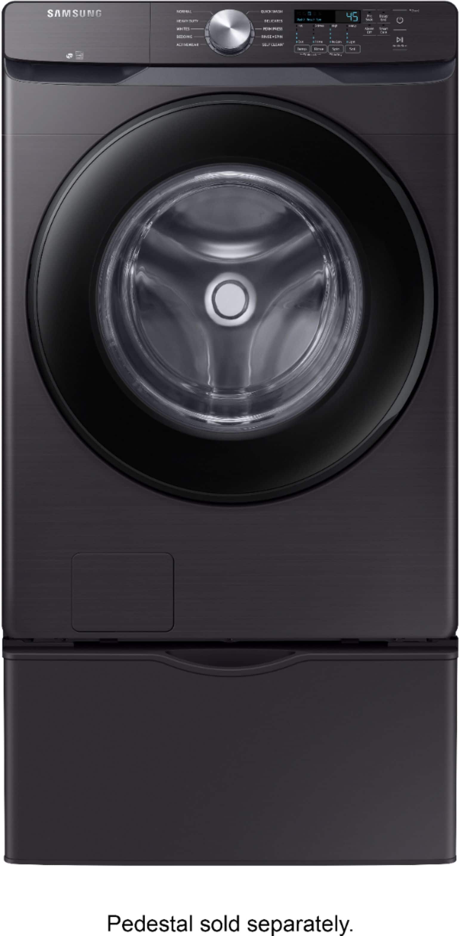Alt View 12. Samsung - 4.5 Cu. Ft. High Efficiency Stackable Smart Front Load Washer with Vibration Reduction Technology+ - Black Stainless Steel.