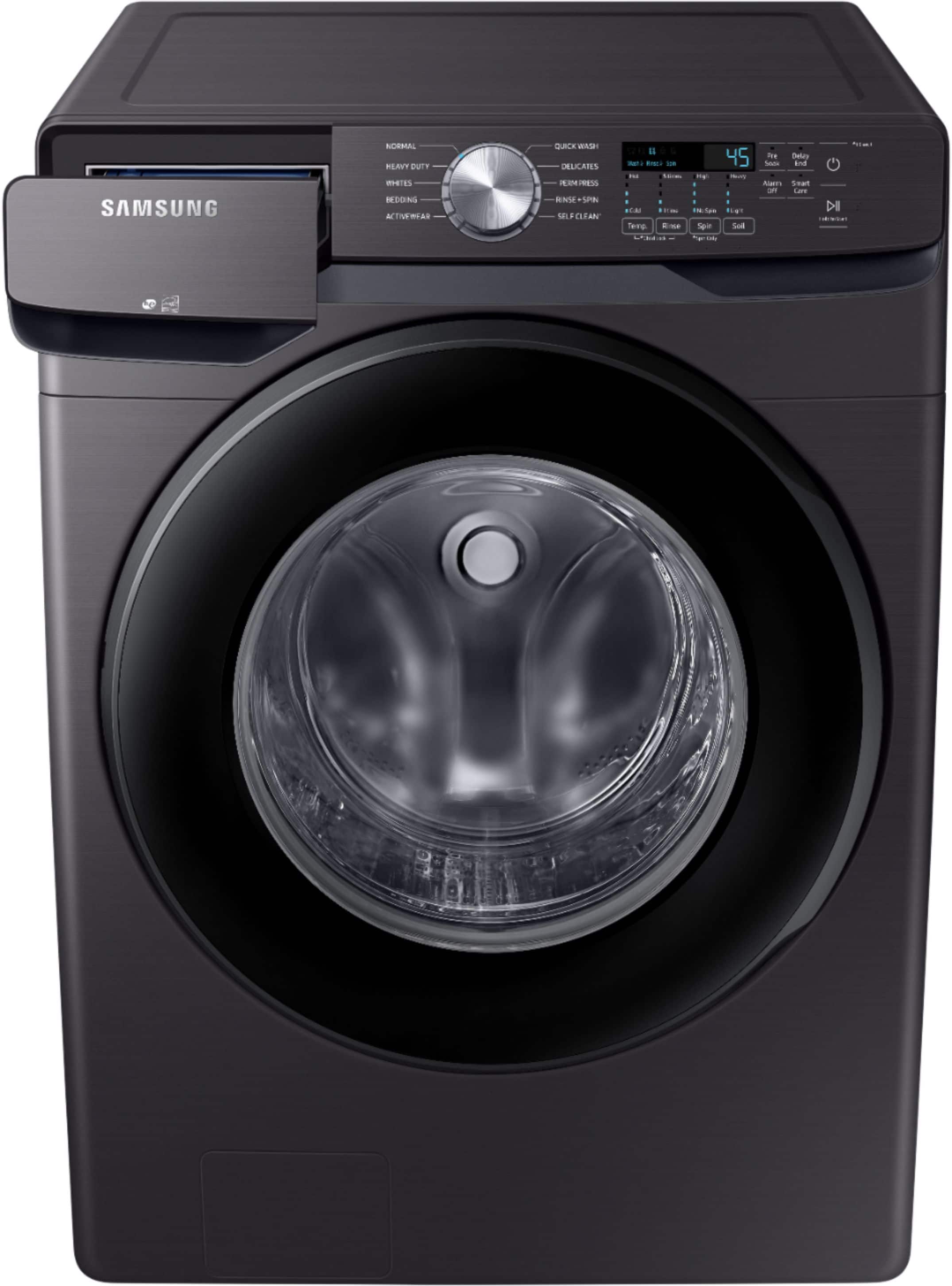 Alt View 15. Samsung - 4.5 Cu. Ft. High Efficiency Stackable Smart Front Load Washer with Vibration Reduction Technology+ - Black Stainless Steel.