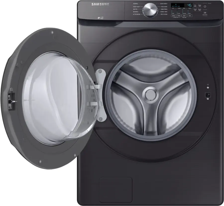 Alt View 19. Samsung - 4.5 Cu. Ft. High Efficiency Stackable Smart Front Load Washer with Vibration Reduction Technology+ - Black Stainless Steel.