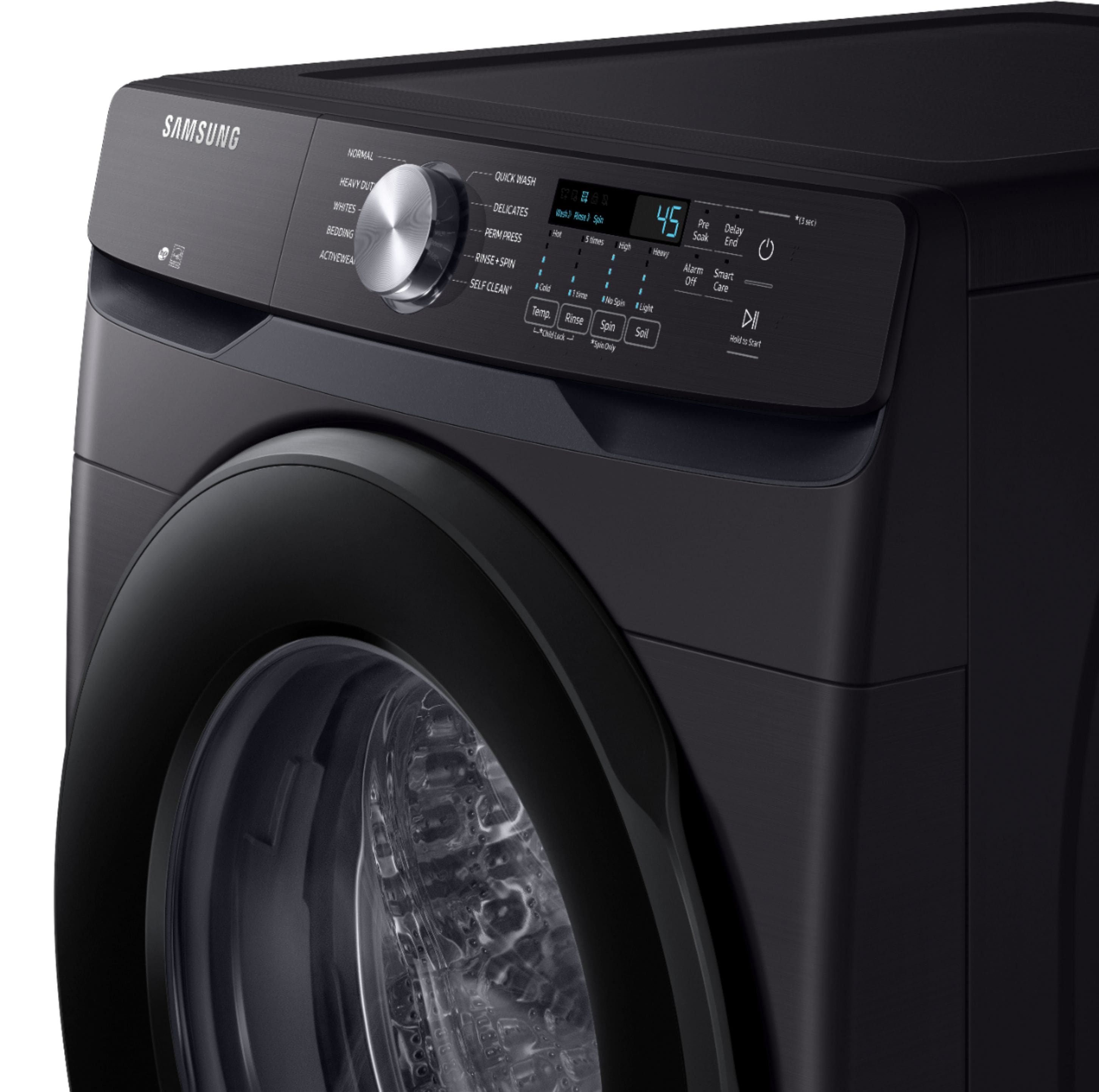 Alt View 20. Samsung - 4.5 Cu. Ft. High Efficiency Stackable Smart Front Load Washer with Vibration Reduction Technology+ - Black Stainless Steel.