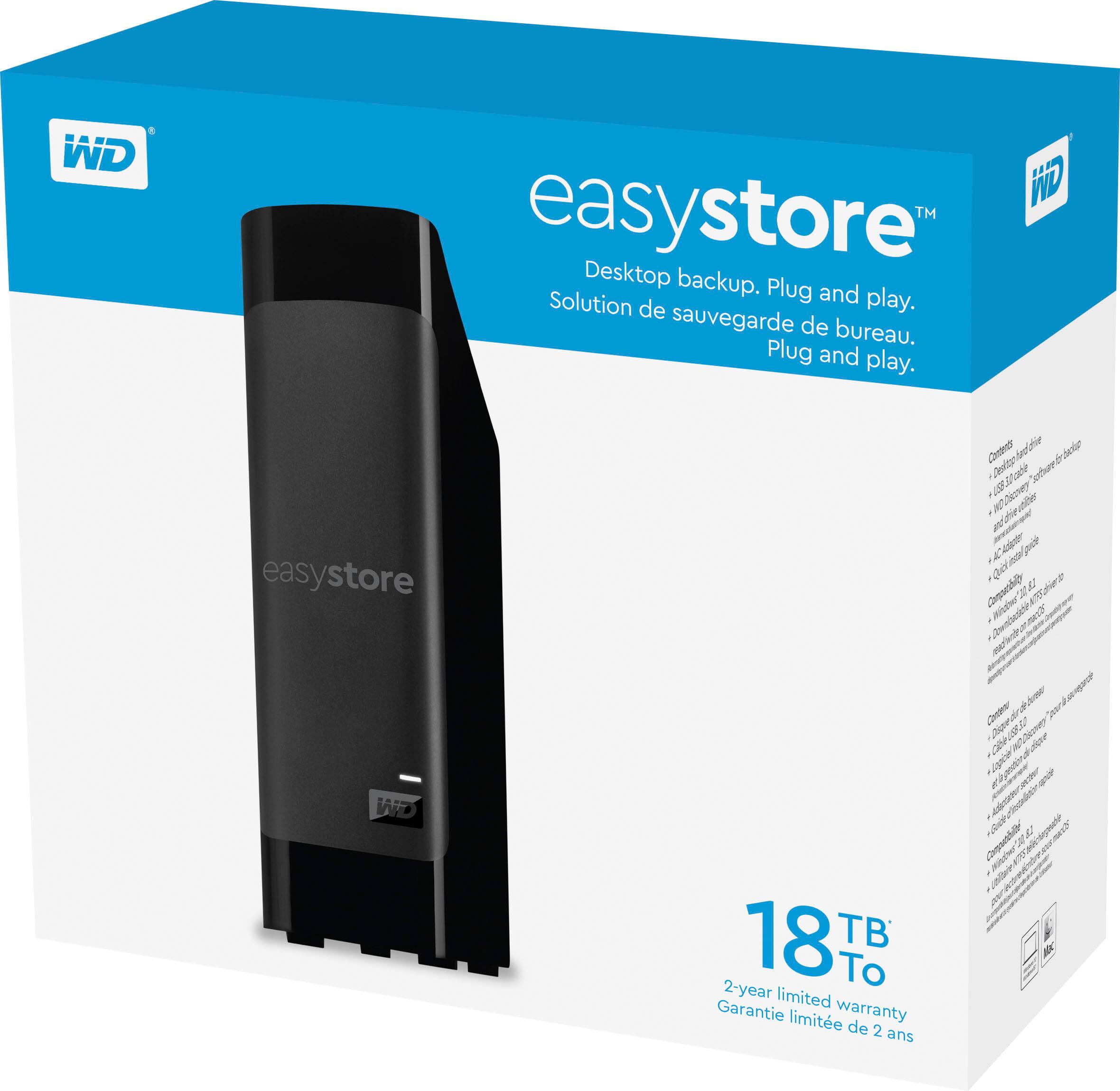 Alt View 12. WD - easystore 18TB External USB 3.0 Hard Drive - Black.