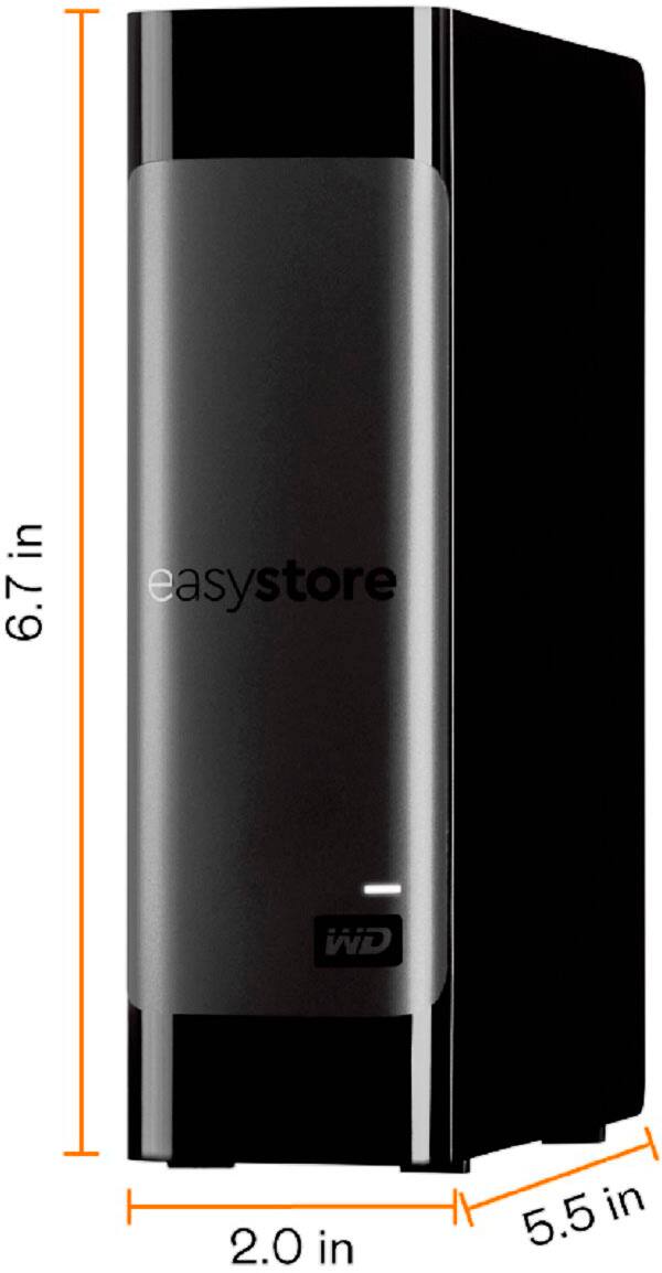 Angle. WD - easystore 18TB External USB 3.0 Hard Drive - Black.
