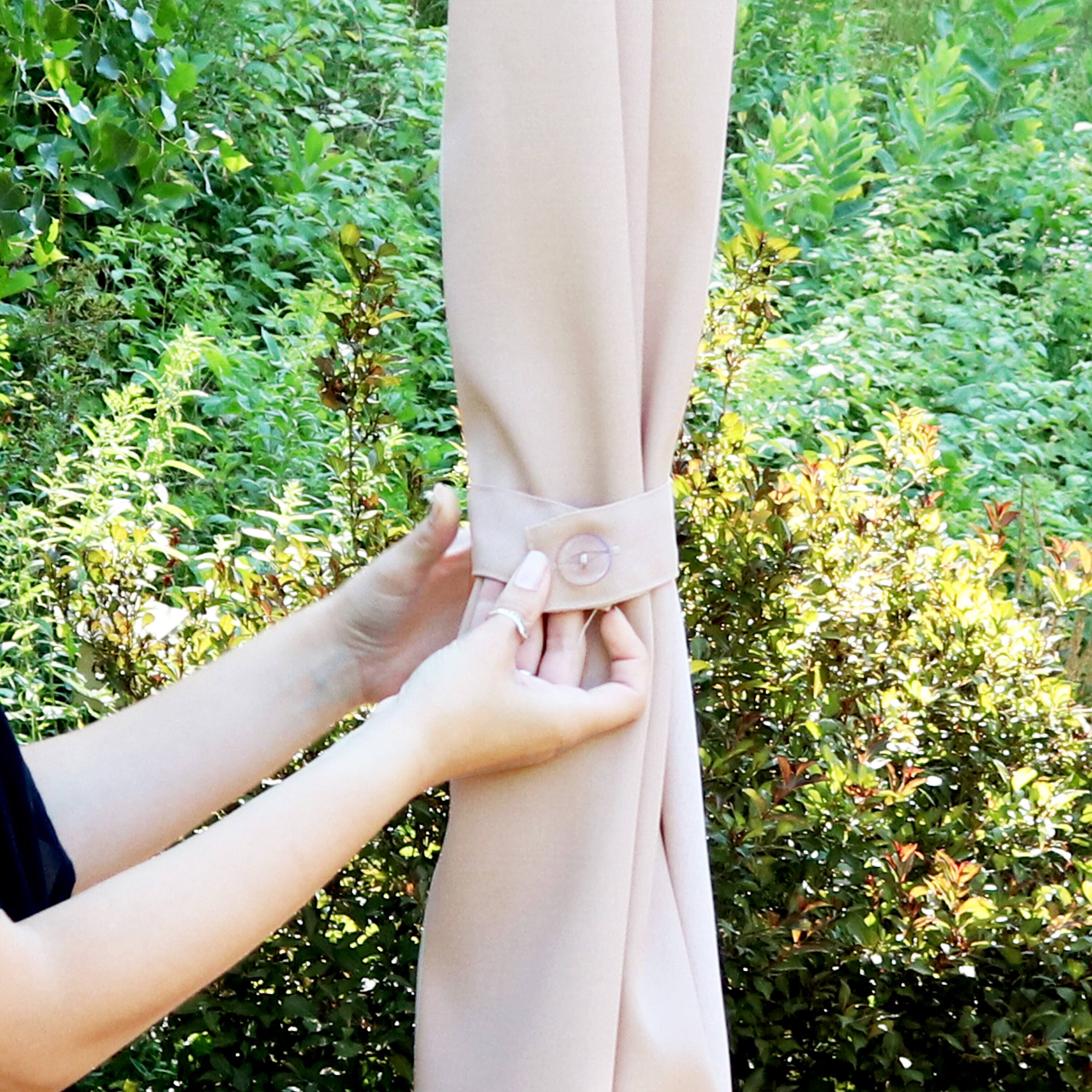 Alt View 4. Sunnydaze - Modern Outdoor Curtain Panel - 52 in x 96 in - Set of 2 - Beige.