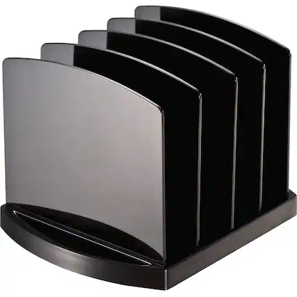 Front. Officemate - Officemate 2200 Series Standard File Sorter 4 Compartment 6.80" x 9.38" x 8" Desktop Non skid Base Black Plastic - Black.