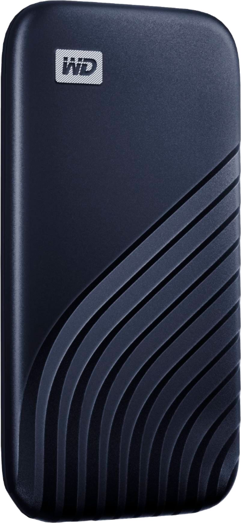 Angle View: WD - My Passport 1TB External USB Type-C Portable Solid State Drive - Blue
