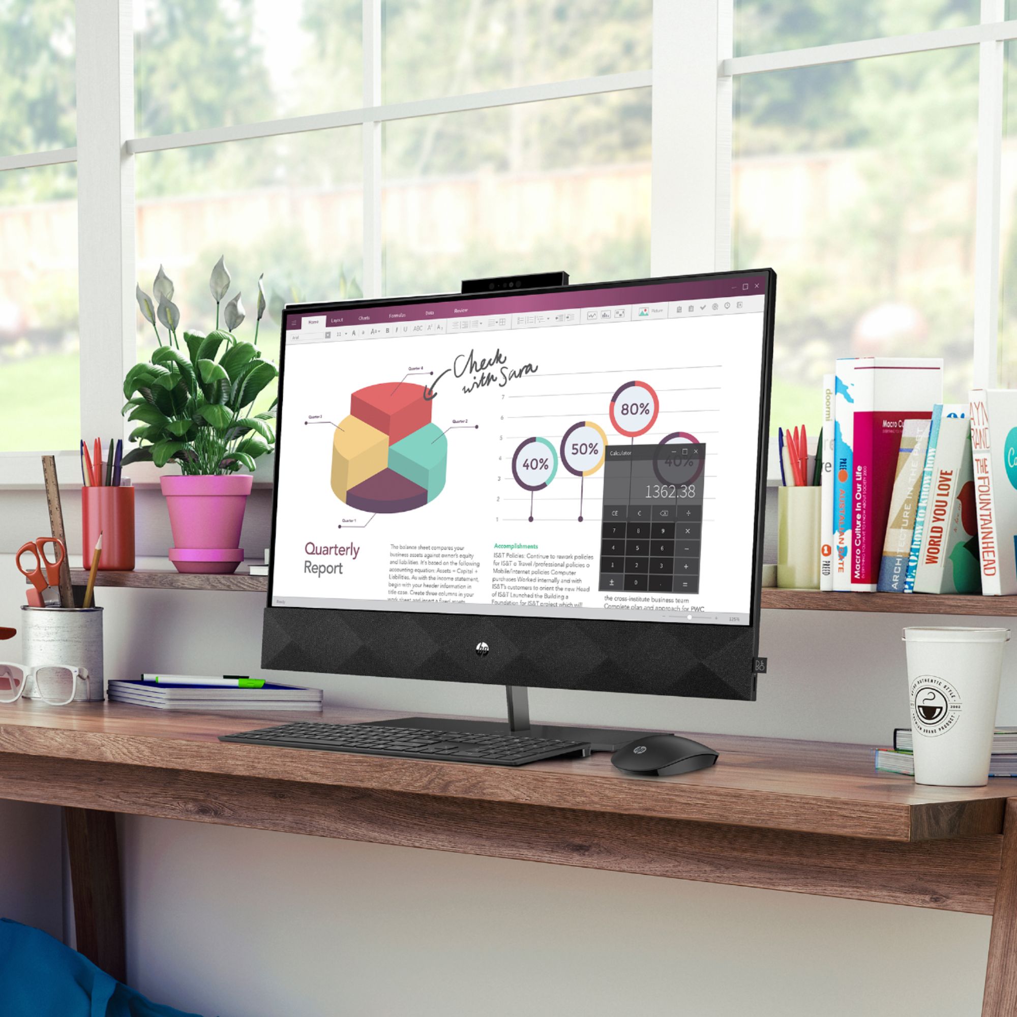 Left View: HP - Pavilion 24" Touch-Screen All-In-One - Intel Core i5 - 12GB Memory - 256GB SSD - Sparkling Black